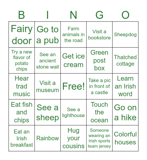 CHAPL ROAMIN IRELAND Bingo Card