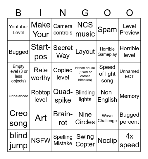 Recent tab bingo Card