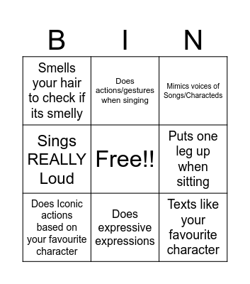 Quirks!! Bingo Card