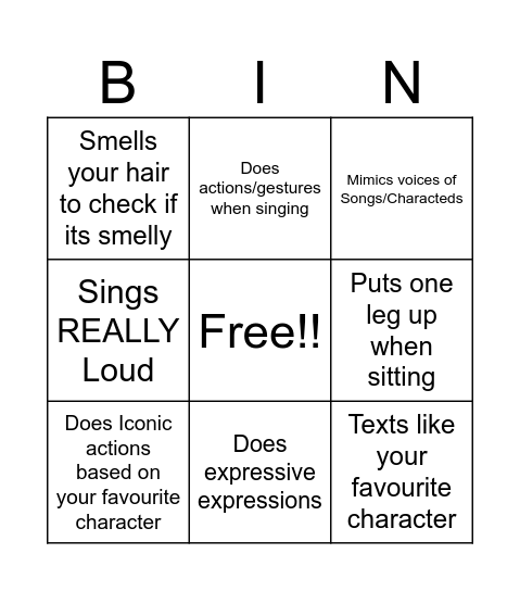 Quirks!! Bingo Card