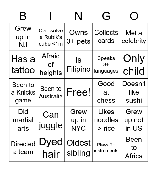PDM8 Field Day Bingo Card