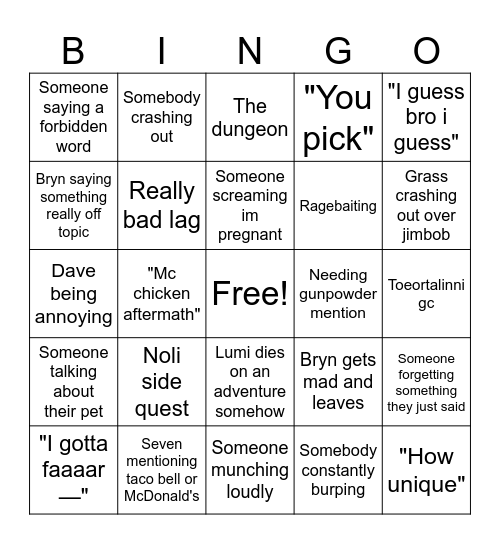 Group bingo Card