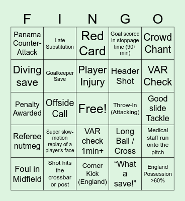 Football Bingo Card