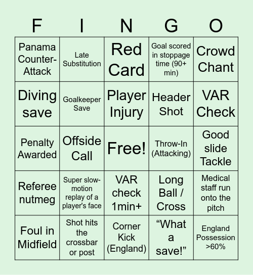 Football Bingo Card
