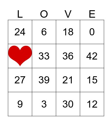 Love Bingo Card