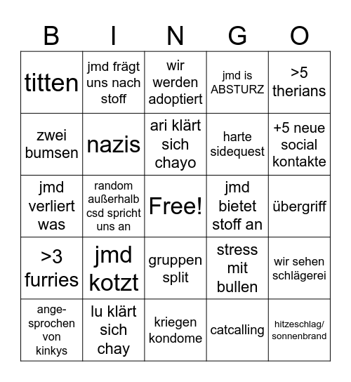 CSD Bingo Card