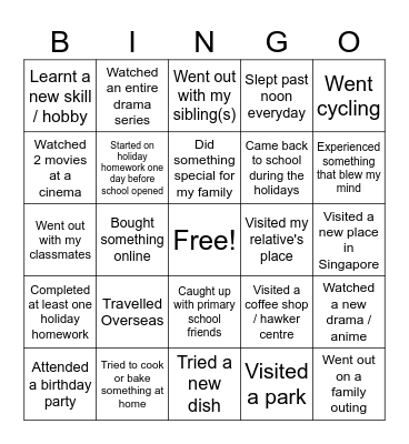 Holiday Bingo! Bingo Card