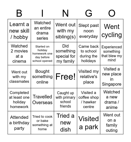 Holiday Bingo! Bingo Card