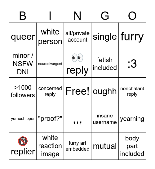 suggestive tweet bingo Card