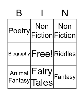 Genre Bingo Card