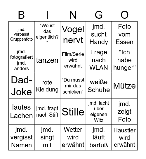 Geburtstags-Bingo Card