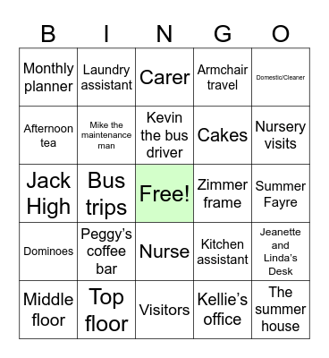 Preston House Bingo Card