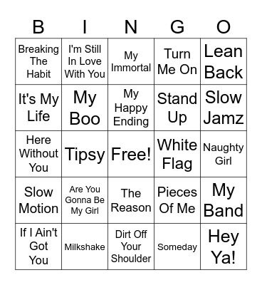 Billboard Year-End Of 2004 Bingo Card