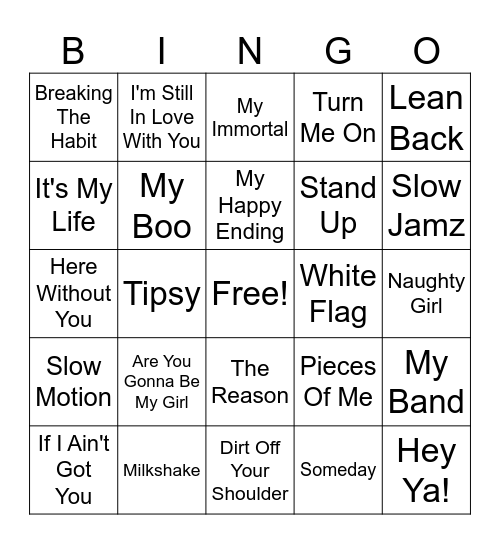 Billboard Year-End Of 2004 Bingo Card