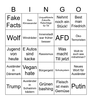 Eltern Fusioniert Bingo Card