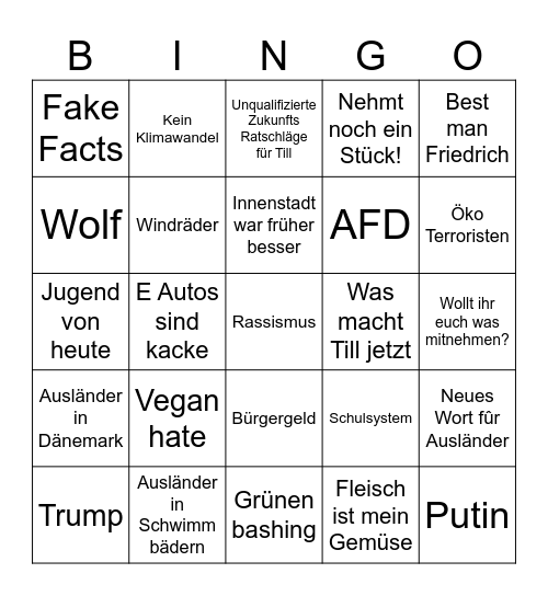 Eltern Fusioniert Bingo Card