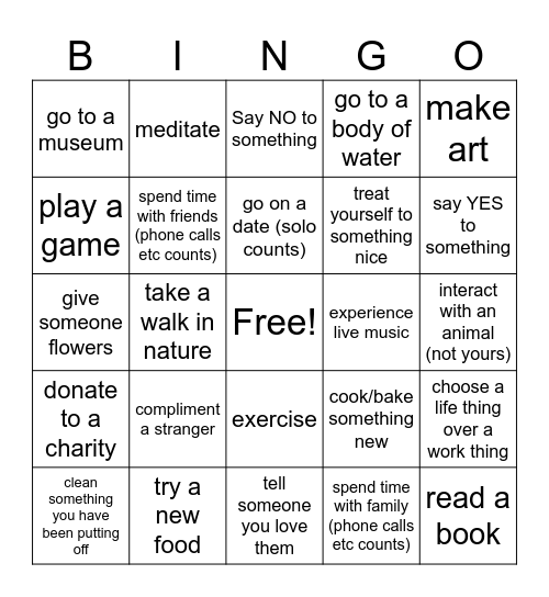 Life Bingo (3rd quarter '26) Bingo Card