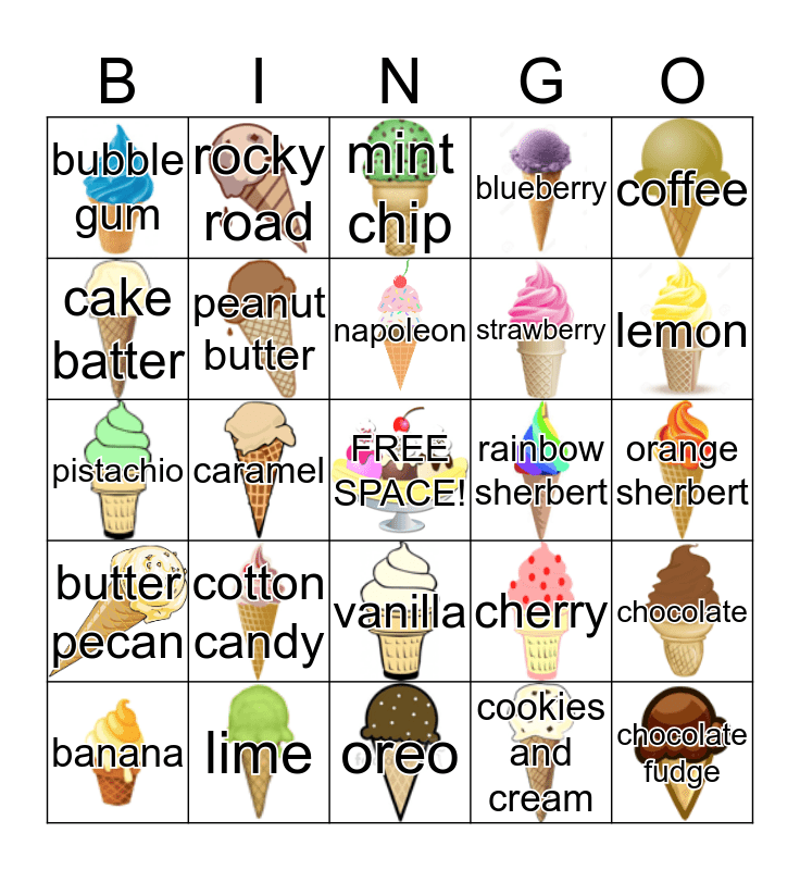 Ice Cream Bingo Cards Printable Free