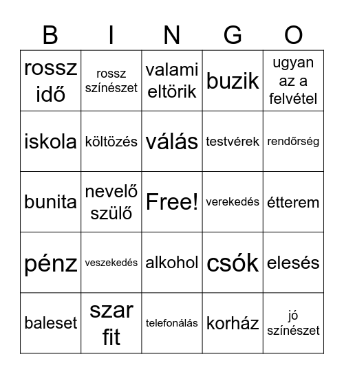 csaladi titkok Bingo Card