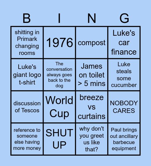 Mills Barbecue BINGO Card
