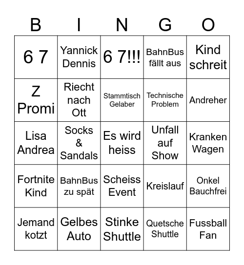 ExtraSchicht Bingo Card