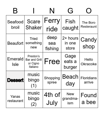 Swansboro Bingo Card