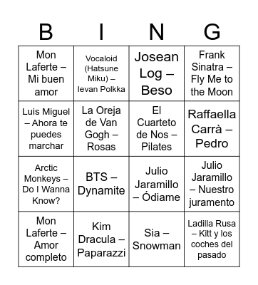 BINGO MUSICAL Bingo Card