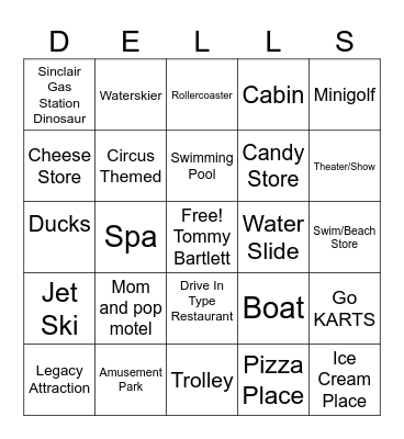 DELLS TRIP BINGO! Bingo Card