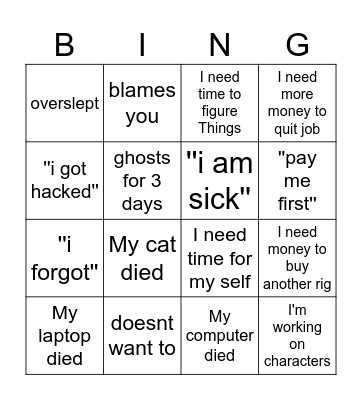 Dev excuses bingo Card