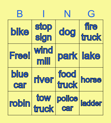 road trip Bingo Card