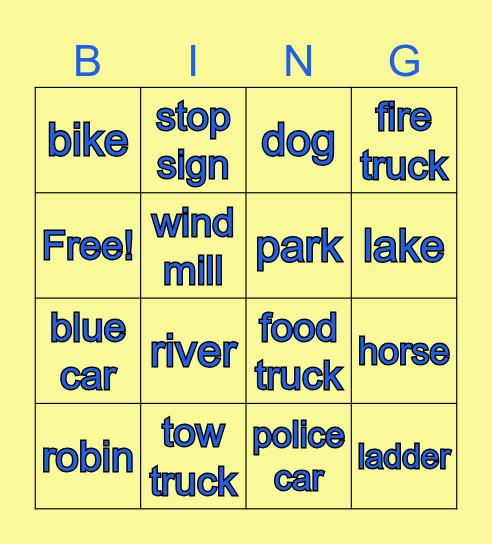 road trip Bingo Card
