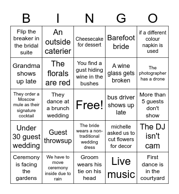 Cranberry Creek Bingo Card