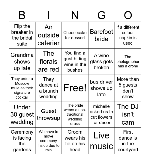 Cranberry Creek Bingo Card