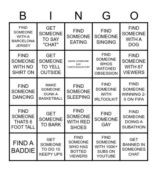 TWITCH Bingo Card