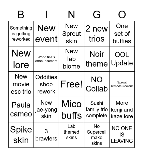 Brawl Talk Bingo Card