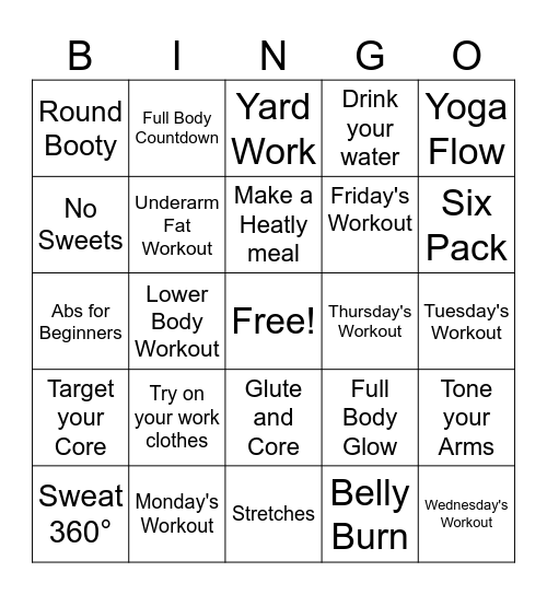 August Bingo Card