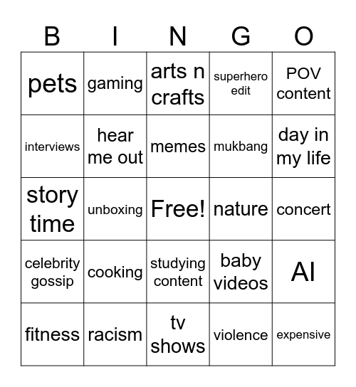 Untitled Bingo Card