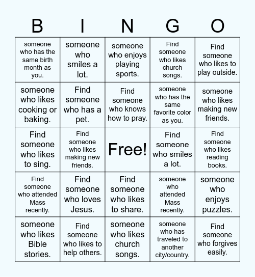 FRIEND BINGO CARD Bingo Card