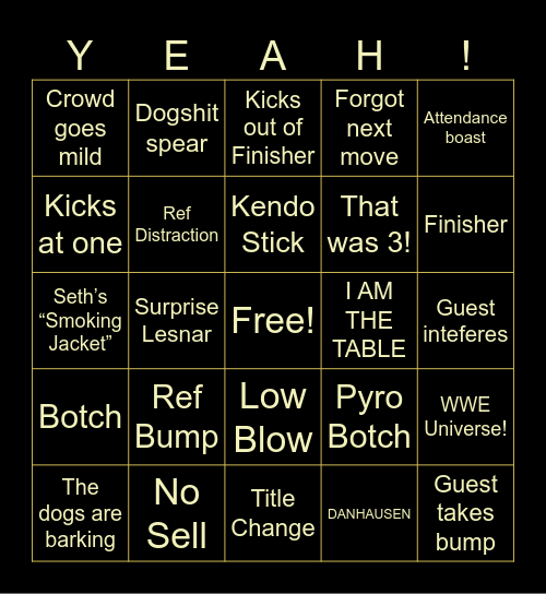 Night of Champions Bingo Card