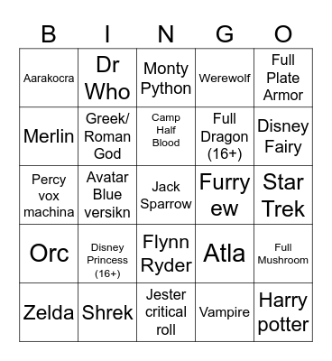 Ren Fair 2026 Bingo Card