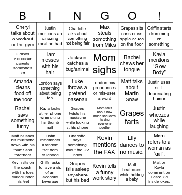 Quirky Pete Bingo Card