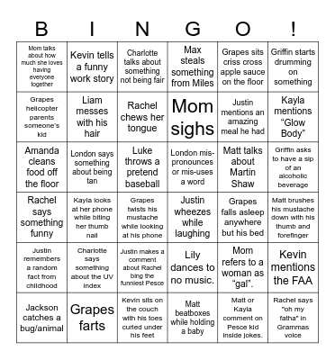 Quirky Pete Bingo Card