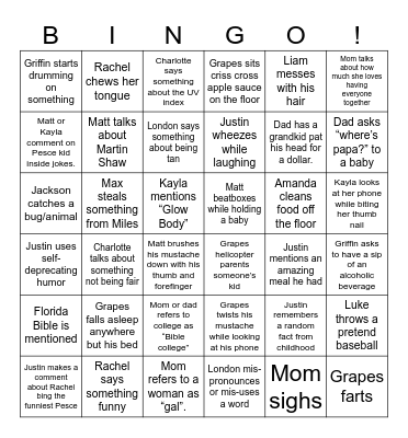 Quirky Pete Bingo Card