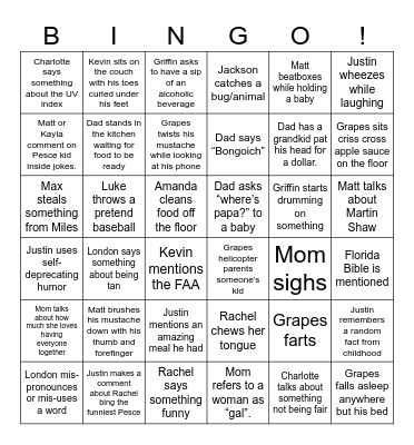 Quirky Pete Bingo Card