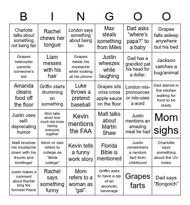 Quirky Pete Bingo Card