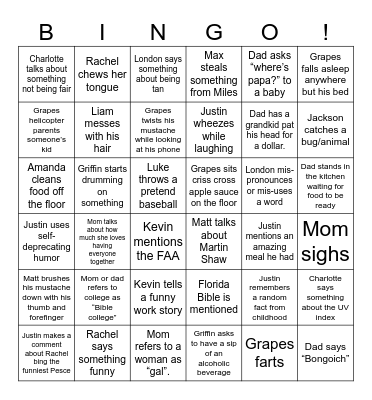 Quirky Pete Bingo Card