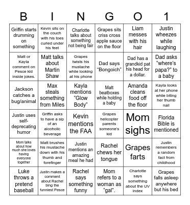 Quirky Pete Bingo Card