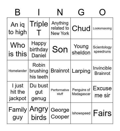 Brainrot of 2026 Bingo Card