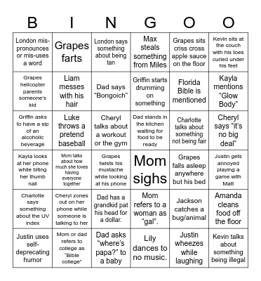Quirky Pete Bingo Card