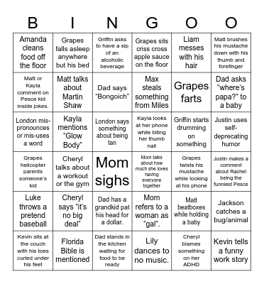 Quirky Pete Bingo Card